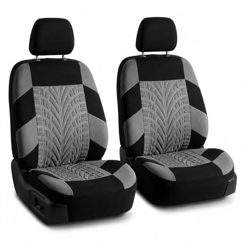 FH Group Front Set Premium Cloth Car Seat Covers for Low Back Car Seat with Removable Headrest, Universal Fit, Airbag Compatible Seat Cover for SUV, Sedan, Beige - color: Gray, style: Front Set