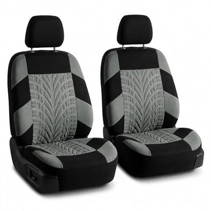 FH Group Front Set Premium Cloth Car Seat Covers for Low Back Car Seat with Removable Headrest, Universal Fit, Airbag Compatible Seat Cover for SUV, Sedan, Beige - color: Gray, style: Front Set