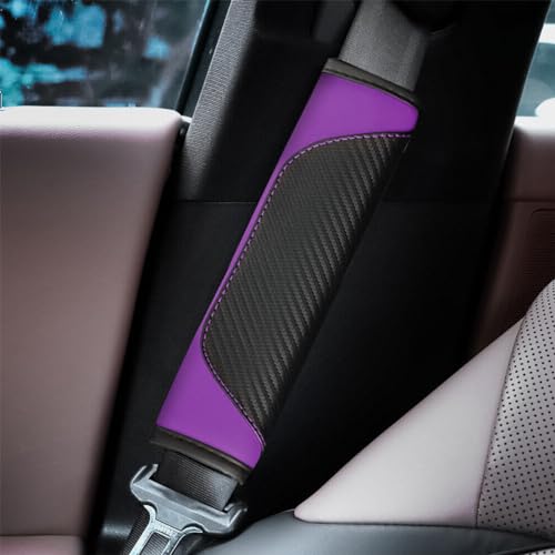 2PCS Car Seat Belt Cover, Carbon Fiber Seatbelt Shoulder Protection, Soft Car Seat Belt Strap Cushion Protect Your Neck and Shoulder, Car Accessories Seat Belt Pad for Car Truck (Purple) - color: Purple