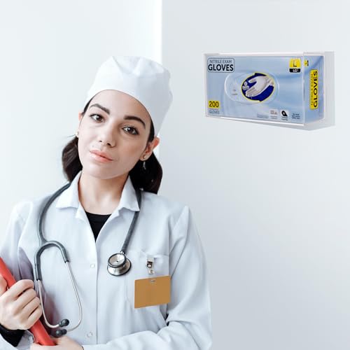 Acrylic Glove Box Holder Wall Mount Disposable Glove Dispenser Storage Organizer for Kitchen, Lab, Garages, Office, Clear - size: Single