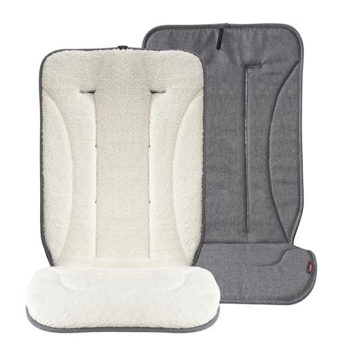 Momcozy Reversible Stroller Cushion | Universal Breathable Stroller Liner | Winter Warm Car Seat Liners | Crib Carriage Cushion Pad | Plush for Winter Use ＆Soft Fabric for All-Season Comfort - color: Gray