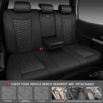 CAR PASS 3D Foam Mesh Leather Back Bench Car Seat Covers,Breathable Rear Seat Cover Universal Fit for Most Cars Sedans SUVs Vans Small Trucks 95% Automotive Backseat, Black - color: black rear, size: Rear