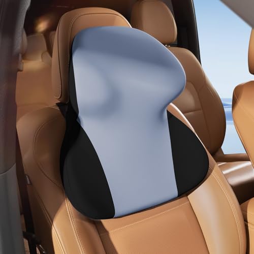 BEBAS Car Headrest Pillow, Ergonomic Neck Pillow with Memory Foam, Enlarged Surface for Head Neck Shoulder Support, Breathable Removeable Car Seat Pillow for Pain Relief(BlackBlue, 1 Pack) - color: Blackblue