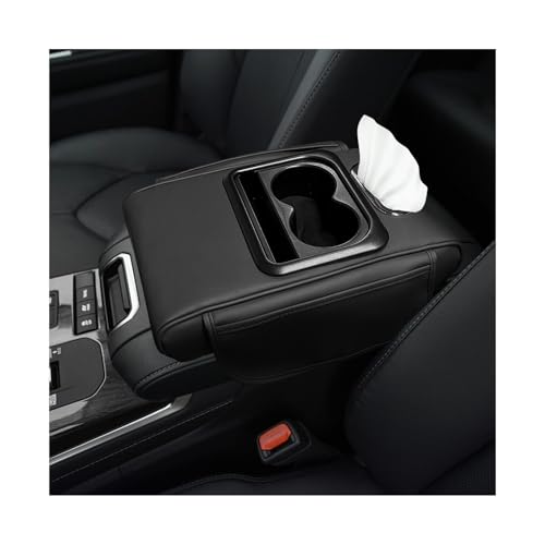 Car Center Console Armrest Pillow, Multifunctional Armrest Box Cover with Cup Phone Tissue Holder & Side Pockets, Waterproof Leather Middle Console Cushion for Most Vehicles (Black, Normal) - color: Black, size: Normal