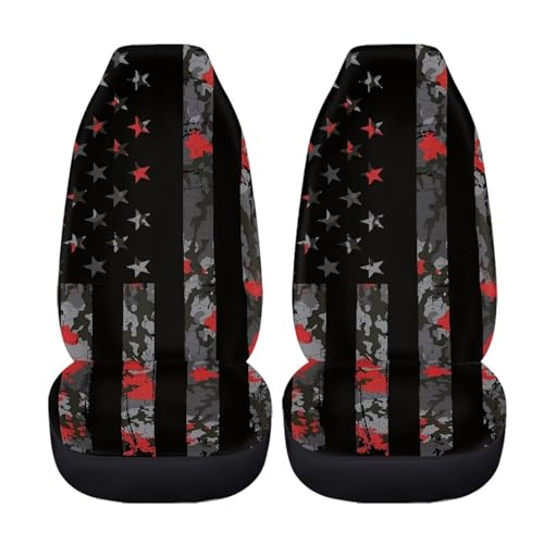 Set of 2 Pieces Automotive Seat Cover American Flag Print Car Front Seat Cover 4th of July Car Seat Protector Camo Patriotic Bucket Seat Cover - color: American Flag Camo
