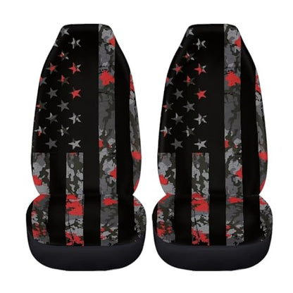 Set of 2 Pieces Automotive Seat Cover American Flag Print Car Front Seat Cover 4th of July Car Seat Protector Camo Patriotic Bucket Seat Cover - color: American Flag Camo
