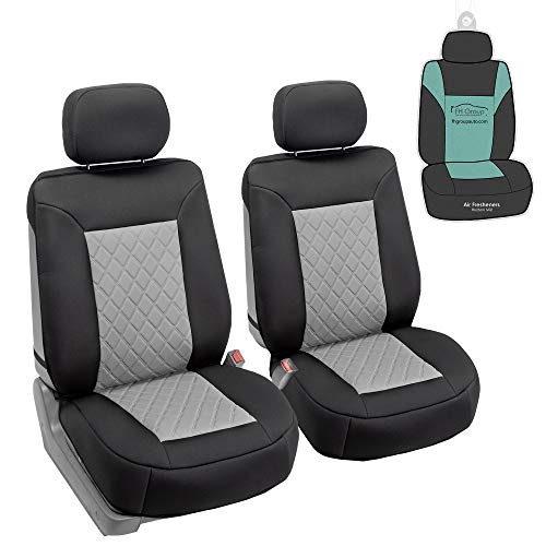 FH Group Car Seat Cover Cushion - 2 Pack Seat Covers for Cars Trucks SUV, Gray Black Neosupreme Car Seat Cushions, Waterproof Car Seat Cover Cushion, Universal Fit Car Seat Protector - color: Gray Black, size: Style 2