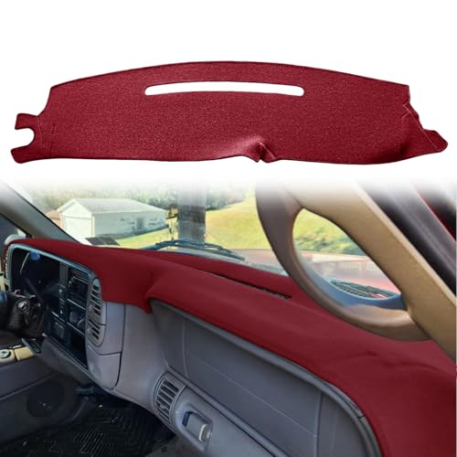 Dash Cover Custom Fit for 1997-2000 Chevy Chevrolet Silverado/GMC Sierra C1500 C2500 C3500 K1500 K2500 K3500, 1997-99 GMC Yukon/Chevy Tahoe Suburban, Dashboard Mat Pad Carpet (97-98, Maroon) Y57 - color: 97-98 Maroon
