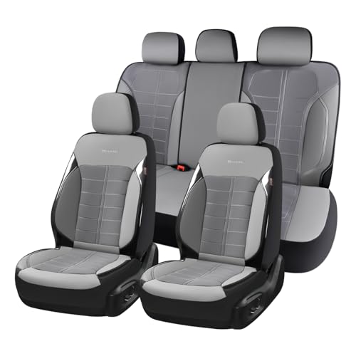 Coverado Air Mesh Seat Cover, Car Seat Cover Full Set, 3D Breathable Seat Protectors Sports Carbon Fiber Design Airbag Compatible Comfort Universal for Most Cars, Van,Trucks, SUV, Grey - color: Gray, size: Full Set