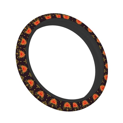 Swono Steering Wheel Covers Baroque Beautiful Ornamental Red Heart S with Crown Baroque Style Non Slip Neoprene Car Wrap Cover Comfort Grip Stretch-On Automotive Steering Wheel Protector 15 Inch - color: multi-056