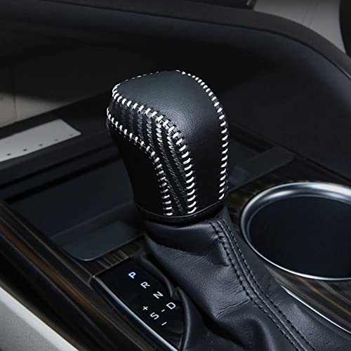 XITER for Genuine Leather Gear Shift Knob Cover Car Protect Accessories Case for Toyota Camry 2018-2026 (Carbon Fiber) - color: Carbon fiber White Stitches