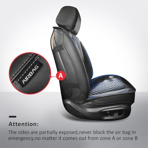 MIROZO Seat Covers Full Set,Universal Car Seat Covers Waterproof Seat Covers Leather Vehicle Seat Covers Automotive Seat Cushion for Most Sedan, Truck and SUV (Full Set, Black and Blue) - color: Black And Blue, size: 5PCS Full Set