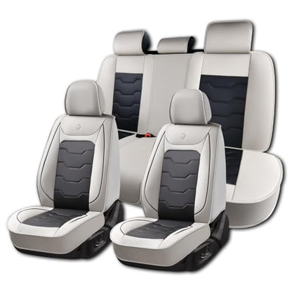 2007-2025 Car Seat Cover for Nissan Sentra, Gray Car Seat Covers, Waterproof Leather, Full Set of 5 Seats, Non-Slip, Easy to Clean and Install, Beautify Interior - color: Lite_Gray