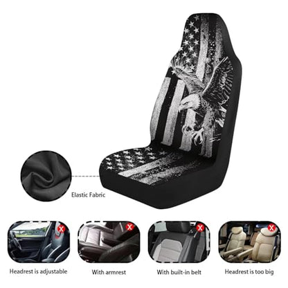 INSTANTARTS 250th US Flag Front Car Seat Covers Two Front Seats Only 2PCS Soft Automotive Vehicle Seat Cover Fit for Most Cars, SUV,Truck - color: 250th Eagle US Flag