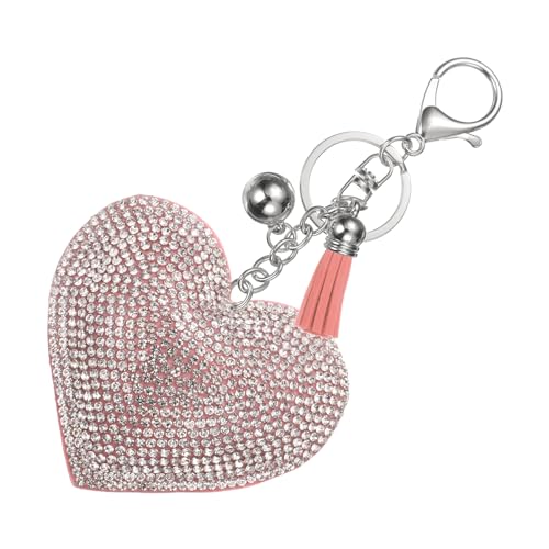 PATIKIL Rhinestone Keychains for Women, Cute Bling Heart Shape Purse Charm for Bag Handbags Car Keys - color: White-pink White