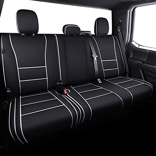 Coverado Car Seat Cover Full Set with Waterproof Neoprene, F150 Seat Covers for Trucks, Compatible with Ford F150 2015-2025 Crew Cab & 2017-2025 F250 F350 F450, White Black - color: White
