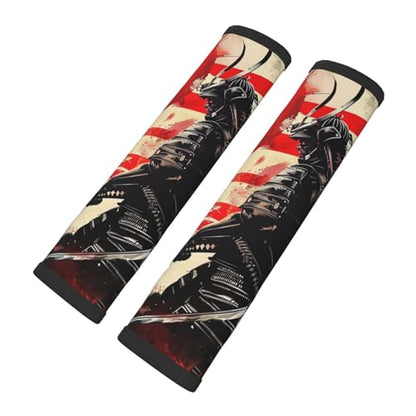 Seat Belt Cover Pads Japanese Flag Samurai Car Seat Belt Covers for Women Men Adults Kids Soft Comfortable Auto Seatbelt Cushion Shoulder Strap Pad Handle Wraps, 1 Pair - color: Japanese Flag Samurai