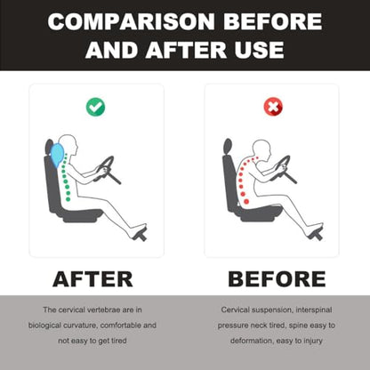 2PCS Car Neck Pillow, Soft Leather Headrest Pillow for Car Support Neck, Breathable Ergonomic Neck Support Relief Cushion for Driving with Adjustable Strap, Universal Car Accessories (Black&Red)