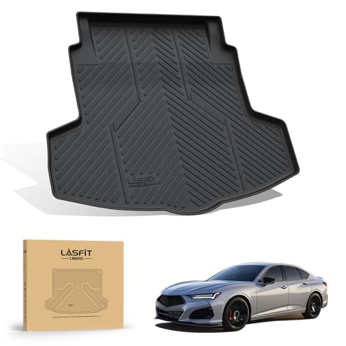 LASFIT Cargo Mat for Acura TLX 2021-2025 Sedan Custom Fit Trunk Mat Cargo Liner with Raised Edges, All Weather TPE Trunk Liner for Rear Cargo Area Protection, Black - size: 2021-2025 | For Acura TLX | Cargo Mats
