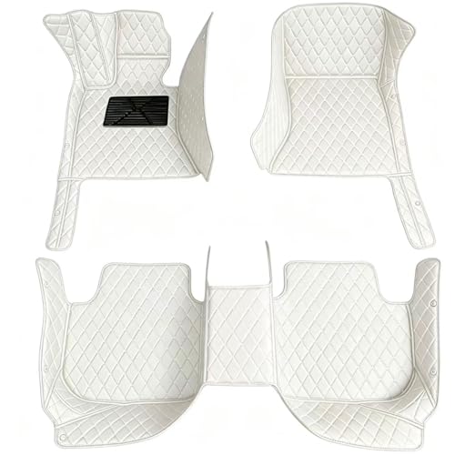 Custom Making Car Floor Mats Waterproof Anti-Slip Faux Leather Protection Floor. Auto Foot Pad Set Automobile Interior Carpet Accessories for SUV and Trucks (White) - color: white