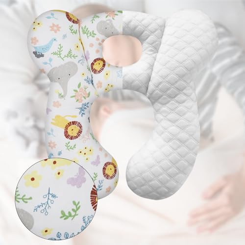 Baby Travel Pillow, Upgrade U-Shape Infant Pillow for Car Seat Pushchair and Stroller, Soft Comfortable Rest Cushion for Kids Newborn and Toddler -Lion White