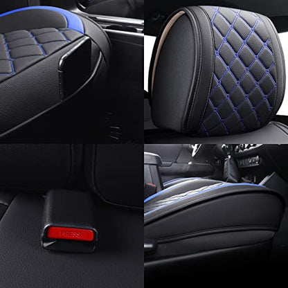 Tomatoman Tacoma Seat Covers Customized for 2005-2025 2026 Sport Extended SR V6 Crew Cab, Waterproof Faux Leather Car Cushions(2 PCS Front, Black-Blue) - color: 2 PCS Front/Black-Blue