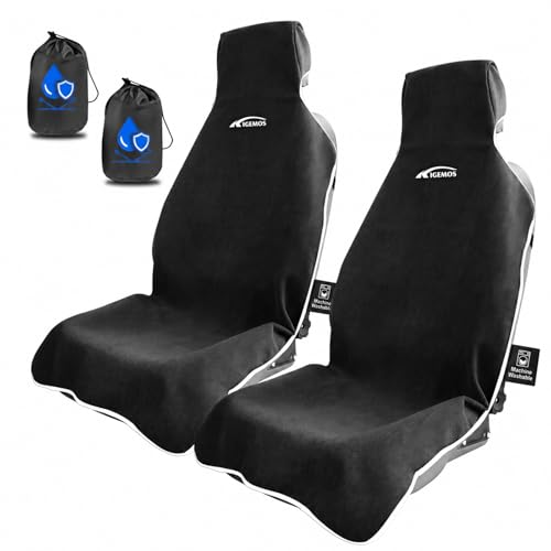 2 Pack Towel Car Seat Covers, Waterproof Washable Front Seat Protectors with Soft Terry Cloth, Non-Slip Backing, Universal Fit for Cars SUVs Trucks,Gym,Beach,Pets, Kids,Road Trips (Black) - color: Black- towel seat cover, size: Front Seat - 2 pcs