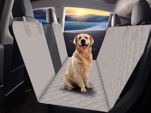 GXT Dog Back Seat Cover Protector for Cars SUV and Trucks with Mesh Window, Scratchproof Nonslip and Waterproof Material - color: Grey, style: Seat Cover Only