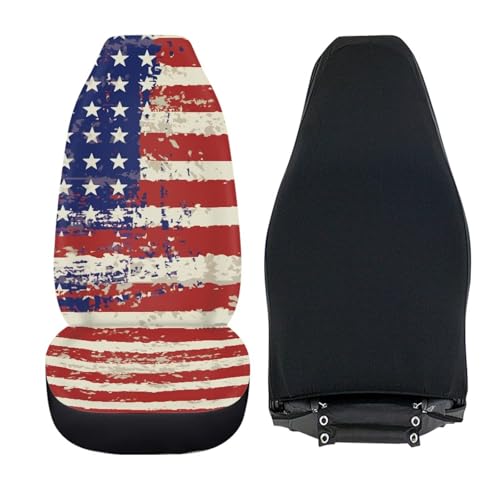 American Flag Car Seat Covers Set of 2 Patriotic Automobile Front Seat Covers Protection Interior Accessories Suitable for Most Cars,SUV,Sedan - color: American Flag
