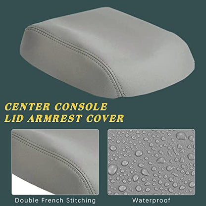 A ABIGAIL Center Console Armrest Cover Compatible with 2009 2010 2011 2012 2013 2014 2015 Honda Pilot Auto Leather Suture Console Lid Cover Replacement (Gray) - color: Gray, size: Center