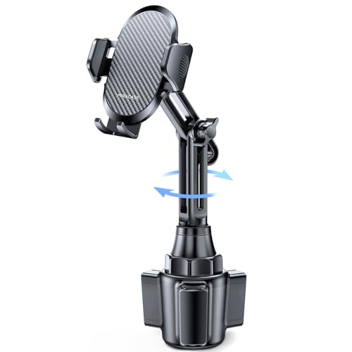 Miracase 2025 Upgraded Universal Cup Phone Holder for Car, [Rotatable & Adjustable] Long Neck Car Cup Holder Phone Mount Compatible with iPhone, Samsung, Google & More Smartphones - color: Black-Carbon Fiber