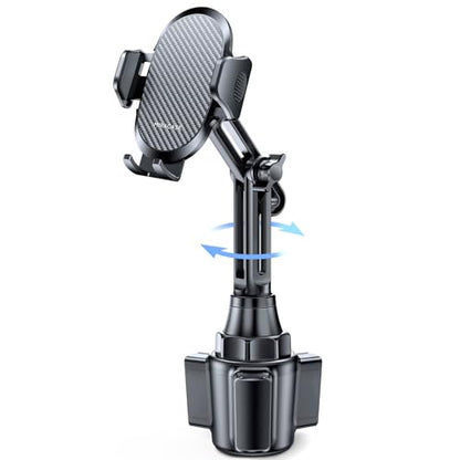 Miracase 2025 Upgraded Universal Cup Phone Holder for Car, [Rotatable & Adjustable] Long Neck Car Cup Holder Phone Mount Compatible with iPhone, Samsung, Google & More Smartphones - color: Black-Carbon Fiber