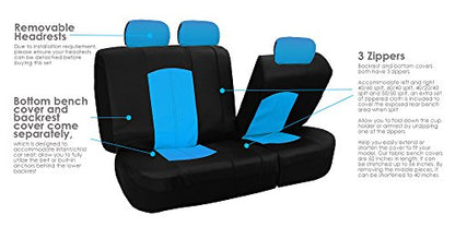 FH Group Highest Grade Faux Leather Split Bench Seat Cover, Rear Set – Universal Fit for Cars Trucks & SUVs (Blue/Black) PU008013 - color: Blue, size: Rear Set