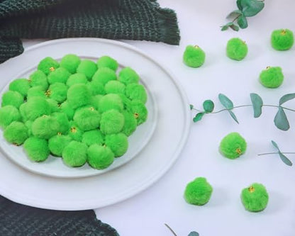 Tupalizy 50PCS Fluffy Pom Poms Charms Soft Fuzzy Faux Fur Puff Ball Pendant for Keychains Bracelets Earrings Jewelry Making Tassels Bags DIY Crafts Party Favors Gifts Accessories - color: Bright Green
