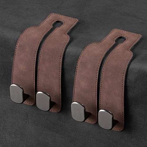 Amelity Universal Car Headrest Hooks, Women’s Car Interior Accessories for Purses Handbags Grocery & Backpacks, Brown 2 Pack - color: Brown