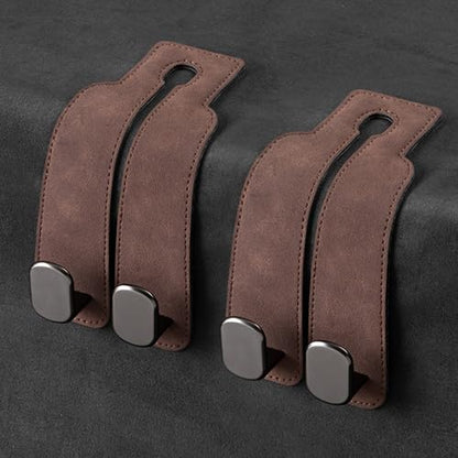 Amelity Universal Car Headrest Hooks, Women’s Car Interior Accessories for Purses Handbags Grocery & Backpacks, Brown 2 Pack - color: Brown