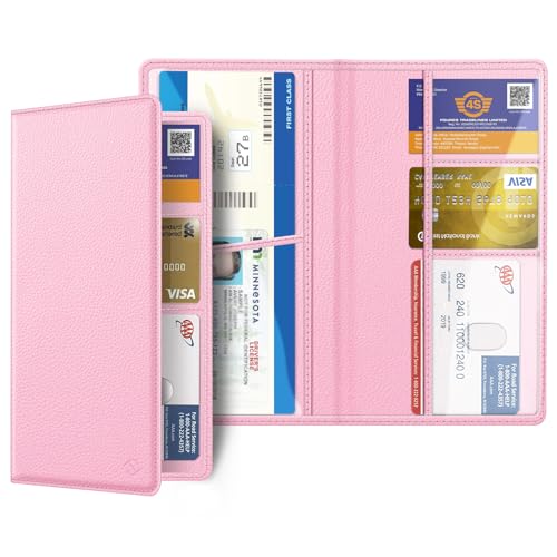 FINPAC Car Registration and Insurance Card Holder, Vehicle Glove Box Card Organizer Wallet Automobile Accessories for License - color: Pink