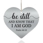 XQLZY Be Still and Know That I Am God Stainless Steel Love Rear View Mirror Car Charm, Faith Car Heart Charm Gifts for Believer Friend Family, Religious Vehicle Decorative Hanging Ornaments