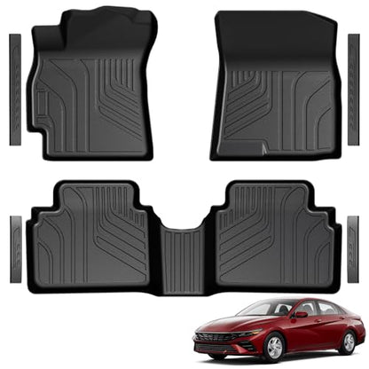 Floor Mats for 2021-2026 Hyundai Elantra (Not for Hybrid) & Elantra N, TPE All Weather Durable Floor Liners Door Sill Guards for Hyundai Elantra Gas Accessories