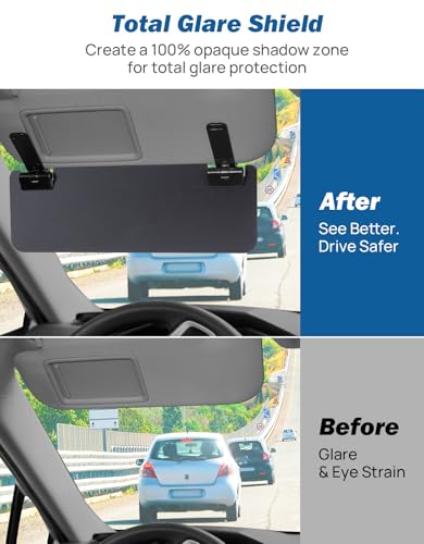 JOYTUTUS Sun Visor Extender for Cars, Sun Visor Extension Universal Sun Blocker UV400, Adjustable Visor Extension for Car Visor,Double-Clip,Anti Glare Stray Light - size: Standard Opaque Extender