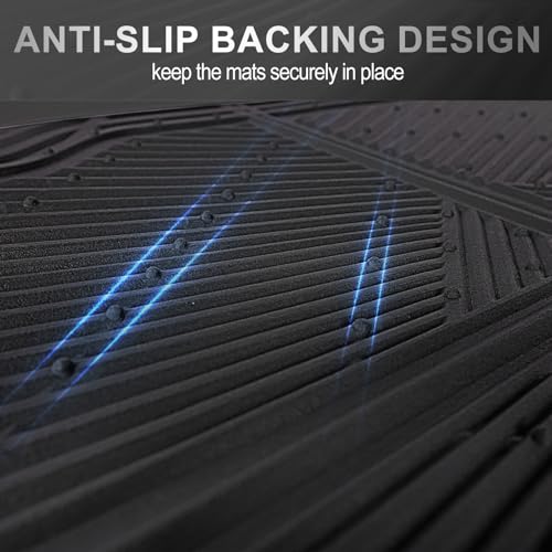 CAR PASS Rubber Floor Mats, All Weather Waterproof Trim-to-Fit Automotive Mats for Cars Trucks SUV, Anti-Slip Easy Clean, Heavy Duty Full Set 3-Piece, All Black - color: Black