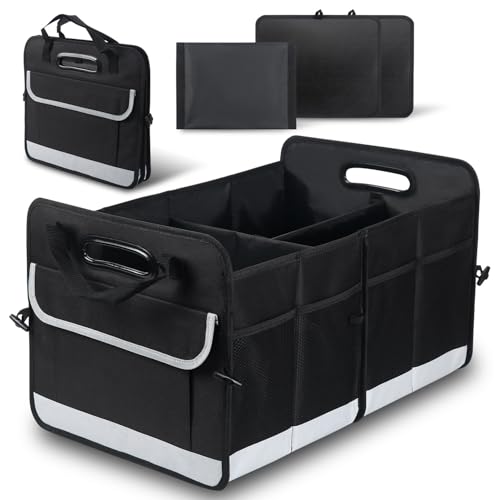 AOPHY Car Trunk Organizer, 72L Large Capacity Waterproof Auto Storage with Non-Slip Bottom Strips, Collapsible Cargo Organizer for Suv, Truck, Sedan, Portable Car Accessories for Women Men - color: Black and gray