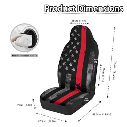 American Flag Printed Front Car Seat Cover Waterproof, Universal 2 Pcs Car Front Seat Cover for Truck SUV Vehicle Sedan, All Weather Auto Seat Cover Compatible with Airbag, Car Accessories - color: American Flag - Black and Red
