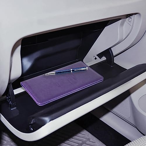 CoBak Car Registration and Insurance Holder - Vehicle Glove Box Car Organizer,Auto Truck Comparment Accessories Case with Magnetic Closure for Driver License,Cards - color: L-Purple