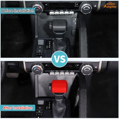 Aunginsy Car Gear Shifter Hand Brake Trim Cover Compatible with Toyota Tacoma 2026 2025 2024 & 4Runner 2026 2025, Automatic Center Console Gear Shift Head Knob Scratch Protector Cover ABS Accessories - color: Red(A)