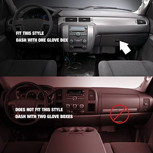 Dashboard Dash Cover Mat Carpet Compatible with 07-14 Chevy Tahoe Suburban Denali Avalanche GMC Yukon/XL,07-13 Chevy Silverado GMC Sierra without Dash Speaker and Only One Glove Box(BLACK) - size: 07-14 Chevy&GMC(1)