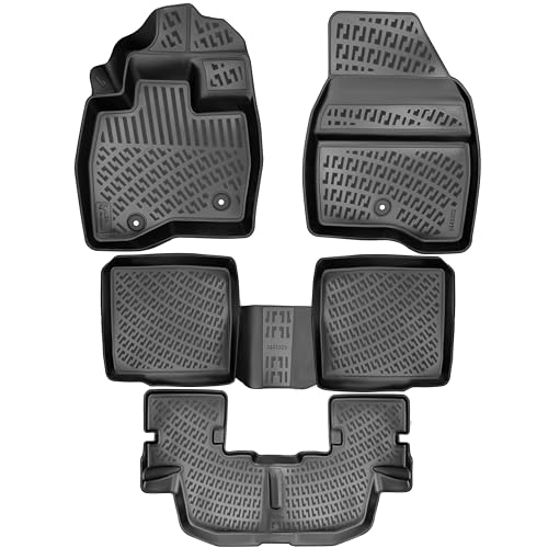 RizLiner Ford Explorer 2015-2019 (Bench Seating) 7 Seats Floor Mats Custom Fit Rubber 3D Car Mats Laser Measured 1st & 2nd & 3rd Row Floor Liners All Weather Waterproof (Front & Rear) - size: Explorer 2015 - 2019 (7 Seats)