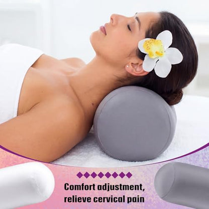 Geelin 2 Pcs Micro Bead Roll Pillow 11.8 x 6.3 Inch Pillow Bolster Soft Cylindrical Pillows for Sleeping Home Travel Neck Head Back Support Rest(Grey,White) - color: Grey,white