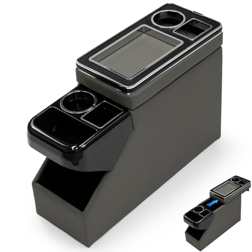 Center Console Between Seat Organizer for Minivans, SUVs, with Key Holder & Cup Holders,Phone Storage for Minivan &SUVs, Middle Van Floor Console Organizer Storage Box- Gray - color: gray