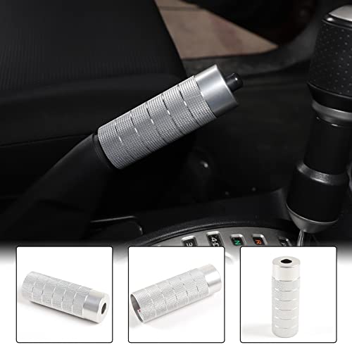 Aunginsy Car Handbrake Cover Compatible with Toyota FJ Cruiser 2007-2021+, Aluminum Handbrake Manual Handle Protector, Center Console Parking Hand Brake Grip Sleeve Lever Cover Trim Accessories - color: Silver